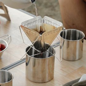 1pc Portable Coffee Drip Rack; Foldable Reinforced Stainless Steel Coffee Filter Rack; Portable Funnel Filter Cup; Coffee Stove Coffee Residue Fi