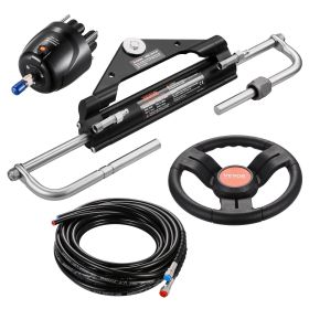 150HP Hydraulic Outboard Steering Kit, Marine Boat Hydraulic Steering System with 13.5-inch Steering Wheel, Helm Pump