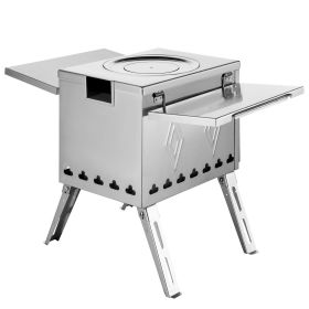 Tent Wood Stove 18.1x15x27.2 inch, Camping Wood Stove 304 Stainless Steel With Folding Pipe, Portable Wood Stove 113 inch Total Height For Campin