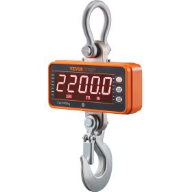 Digital Crane Scale, 2200 lbs/1000 kg, Industrial Heavy Duty Hanging Scale with Remote Control, Cast Aluminum Case & LED Screen