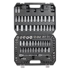 Socket Set, 1/4" and 3/8" Drive Socket and Ratchet Set, 6-Point Socket Opening, 106 Pcs Tool Set SAE and Metric, Deep and Standard Sockets, 5/32-