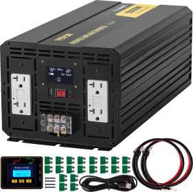 Energy Converter, 5000W Modified Wave Transformer, 12V DC to 110V AC Vehicle Adapter, featuring LCD Screen, Remote Control, LED Light